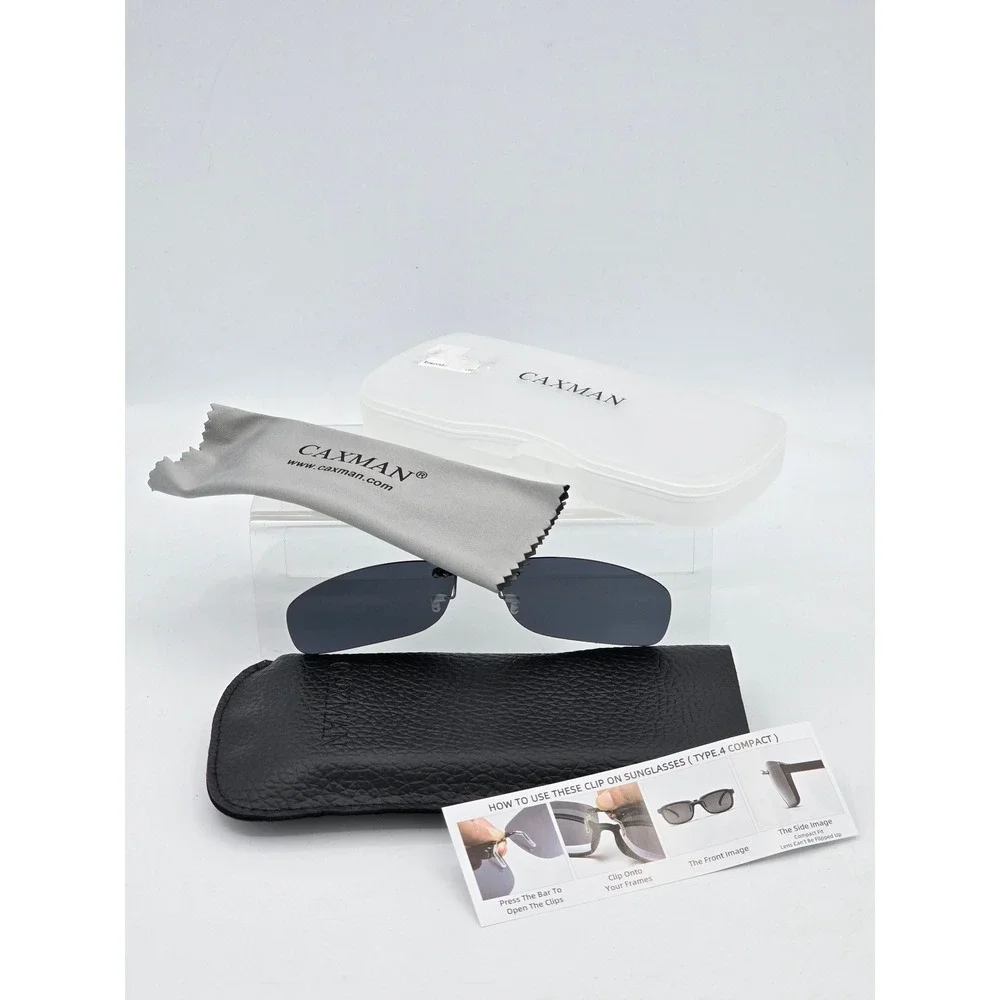 CAXMAN Clip On Sunglasses Unisex 57*36 Grey Polarized Rectangular - New